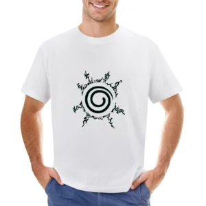 Kyuubi kurama nine tails demon fox four element seal on naruto chest m Asian Size Men T-Shirt