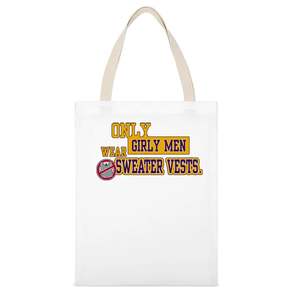 LSU Girly Men Wear Sweater Vests Football White Canvas Tote Shopping Bag