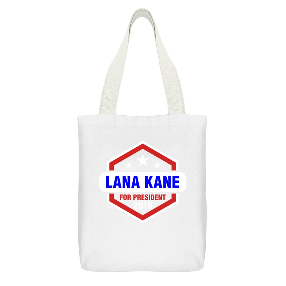 Lana Kane For President 2016 Archer TV Show White Canvas Tote Shopping Bag With Interior Pocket