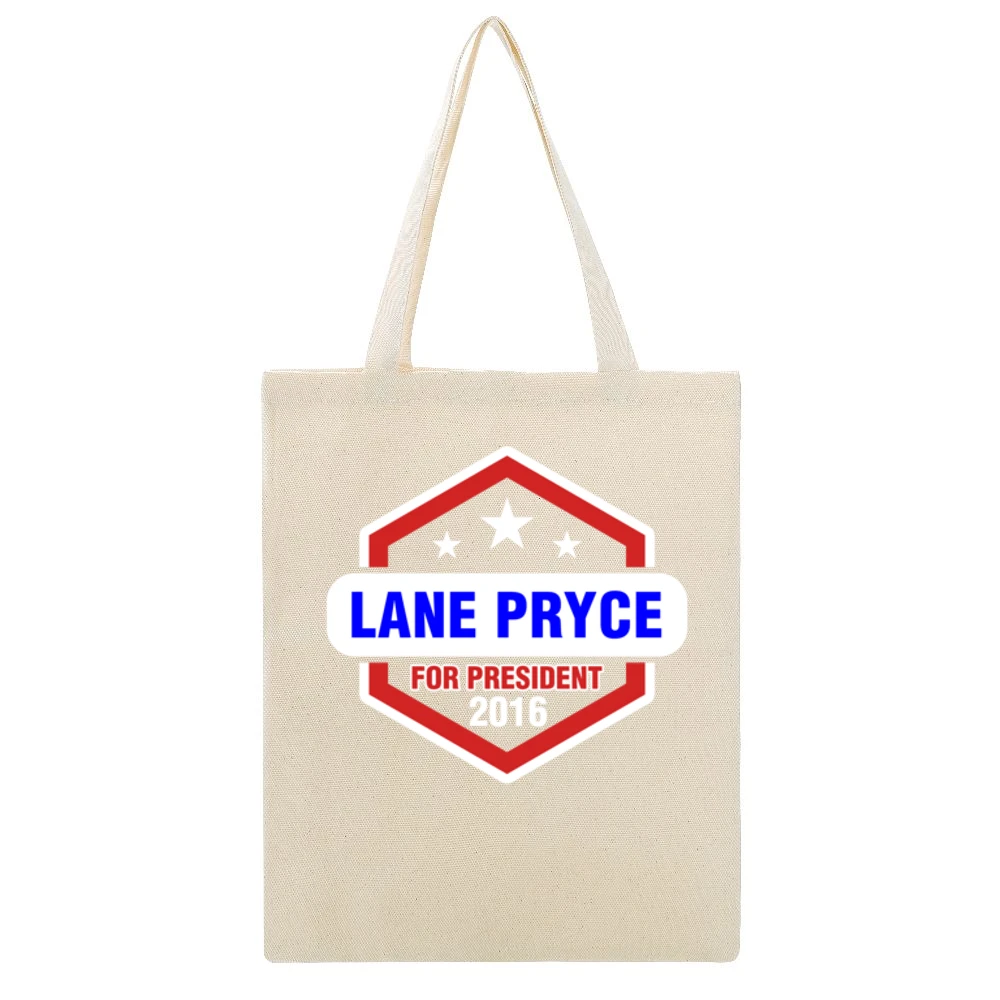 Lane Pryce For President 2016 Mad Men TV Show Beige Canvas Tote Shopping Bag