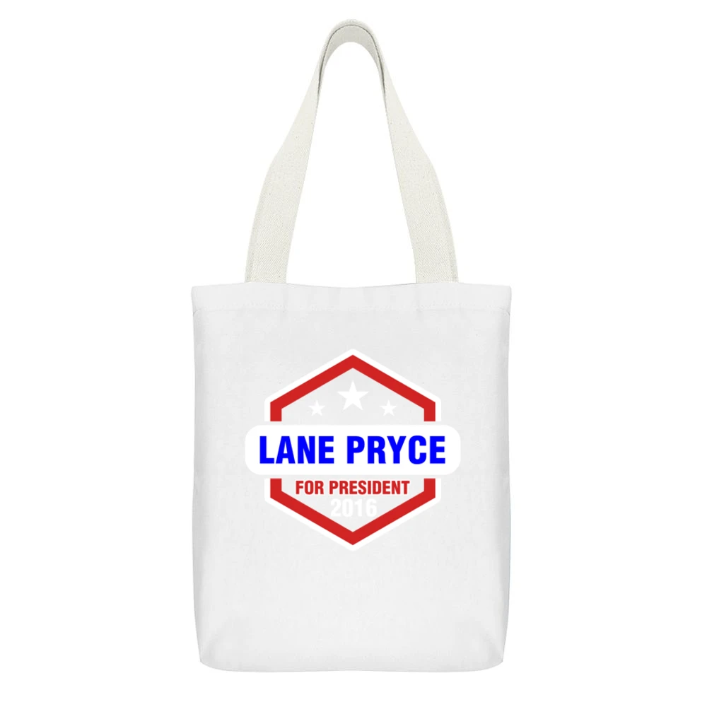 Lane Pryce For President 2016 Mad Men TV Show White Canvas Tote Shopping Bag With Interior Pocket