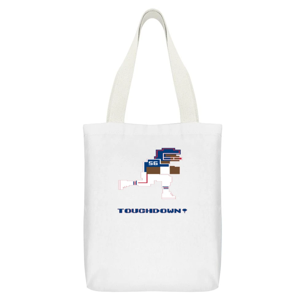 Lawrence Taylor 8 Bit Tecmo Bowl New York Retro Football White Canvas Tote Shopping Bag With Interior Pocket