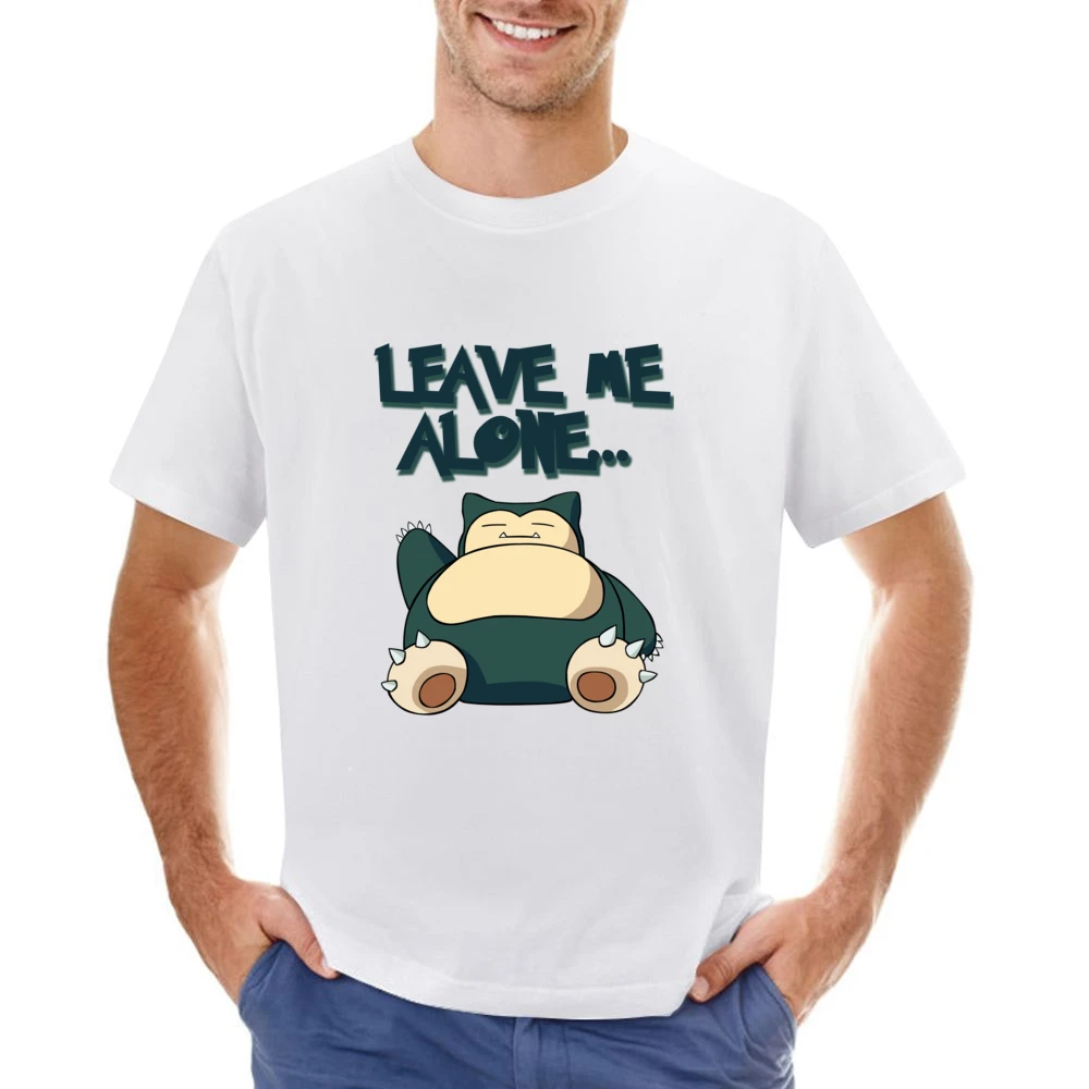 Leave Me Alone Funny Snorlax Sleeping Pokemon Graphic Anime Apparel T Asian Size Men T-Shirt