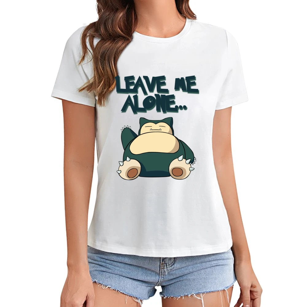 Leave Me Alone Funny Snorlax Sleeping Pokemon Graphic Anime Apparel T Asian Size Women Ladies T-shirt