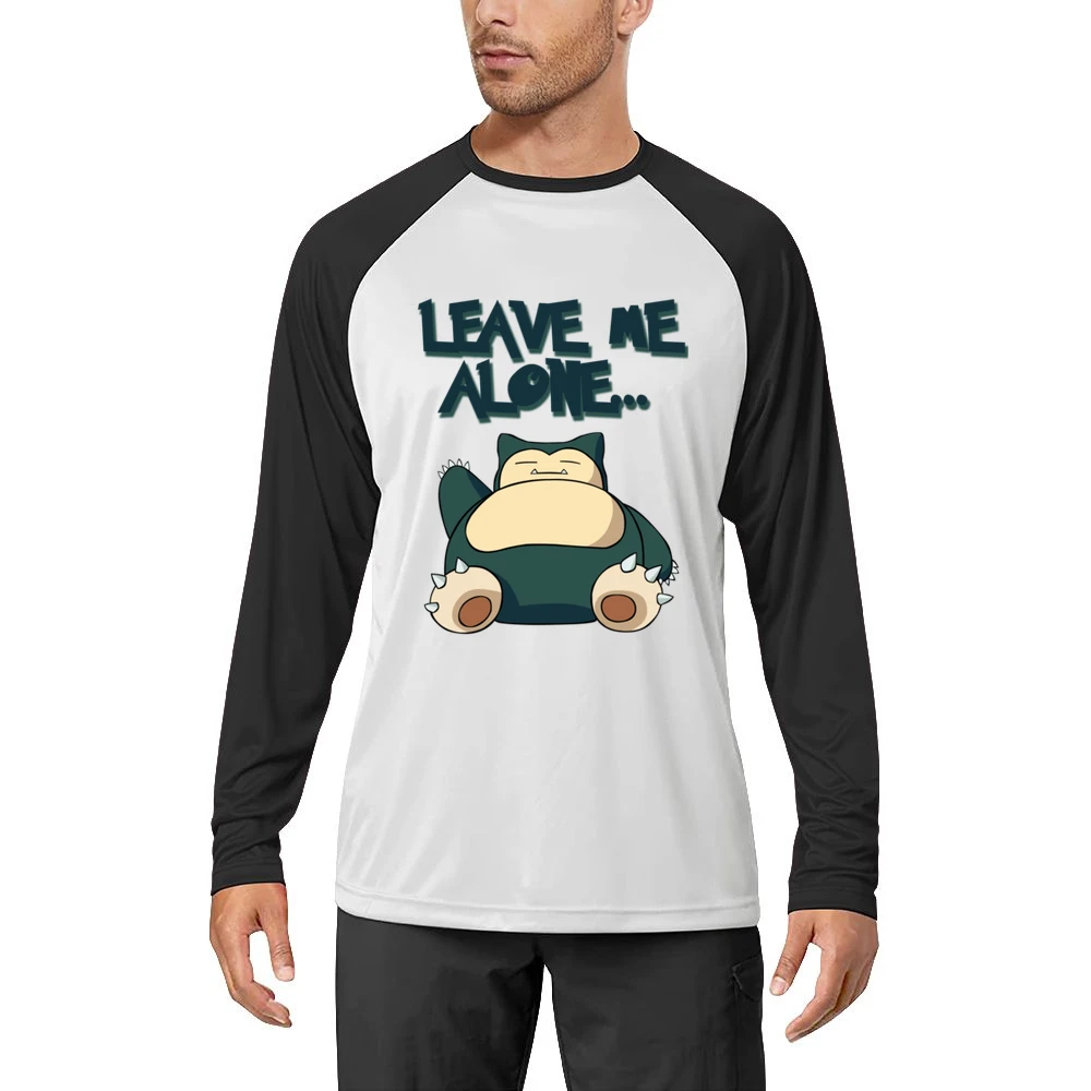 Leave Me Alone Funny Snorlax Sleeping Pokemon Graphic Anime Apparel T Men Long Sleeve T-Shirt