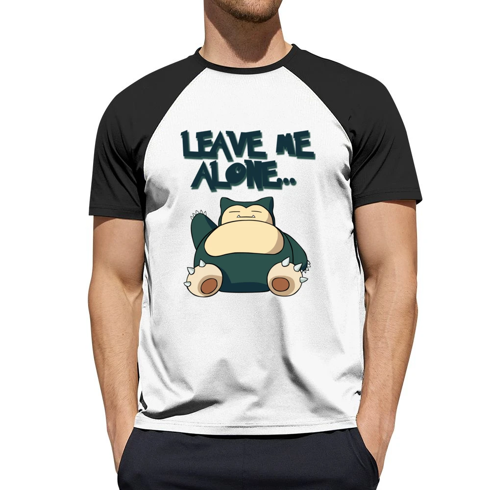 Leave Me Alone Funny Snorlax Sleeping Pokemon Graphic Anime Apparel T Men Short Sleeve T-Shirt