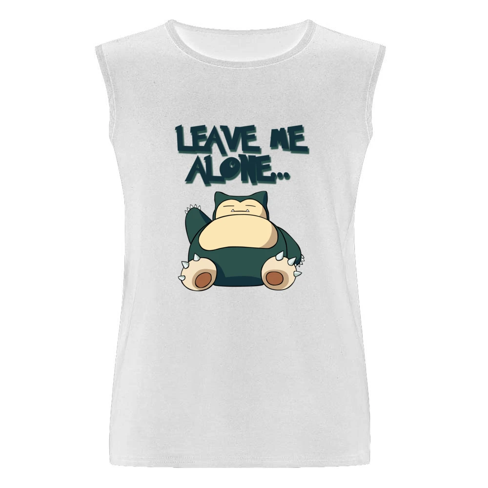 Leave Me Alone Funny Snorlax Sleeping Pokemon Graphic Anime Apparel T Men Sleeveless T-Shirt