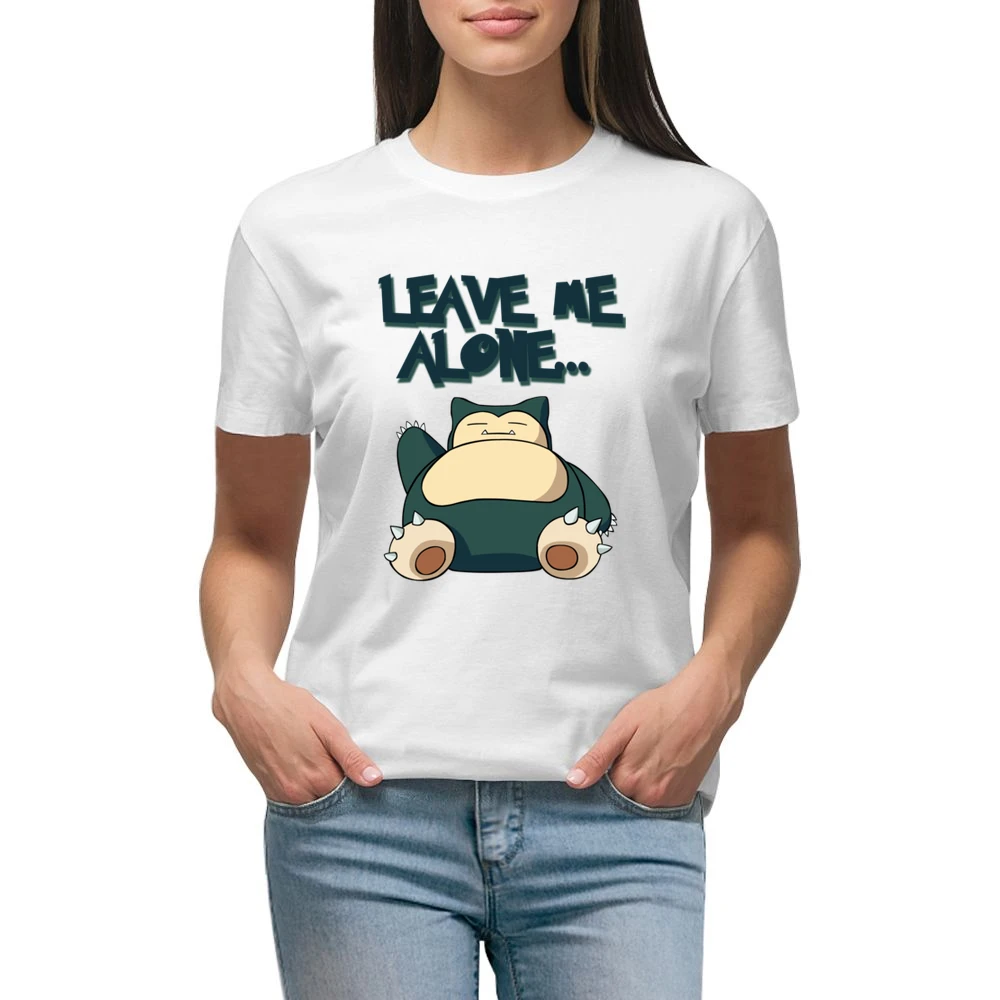 Leave Me Alone Funny Snorlax Sleeping Pokemon Graphic Anime Apparel T Premium Women Ladies T-shirt