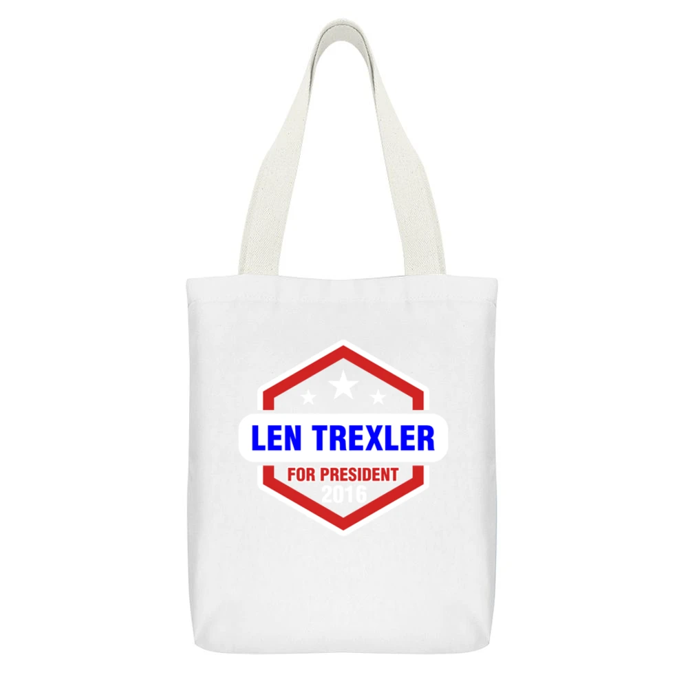 Len Trexler For President 2016 Archer TV Show White Canvas Tote Shopping Bag With Interior Pocket