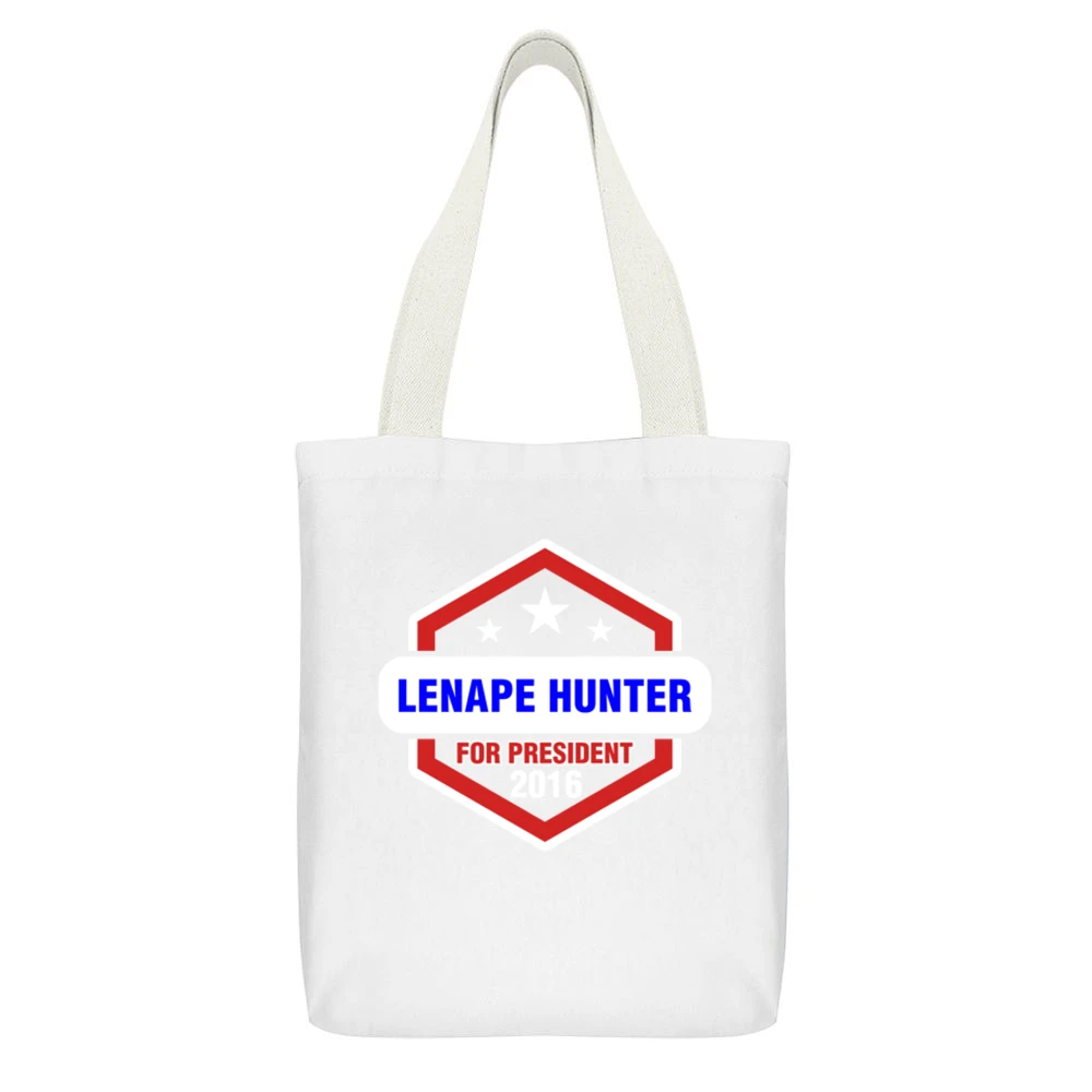 Lenape Hunter For President 2016 The Red Road TV Show White Canvas Tote Shopping Bag With Interior Pocket