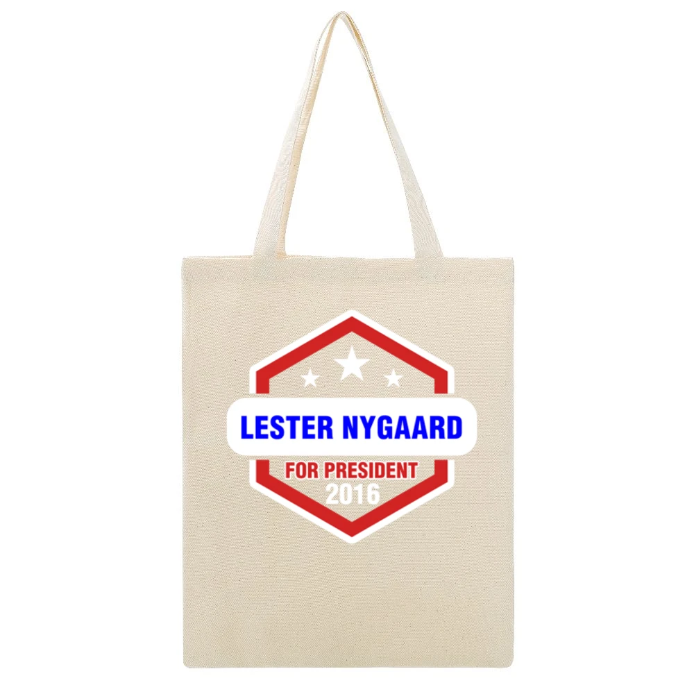 Lester Nygaard For President 2016 Fargo TV Show Beige Canvas Tote Shopping Bag