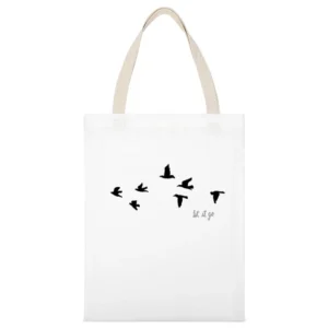 Let It Go Flying Birds Popular Tee Shirt White Canvas Tote Shopping Bag