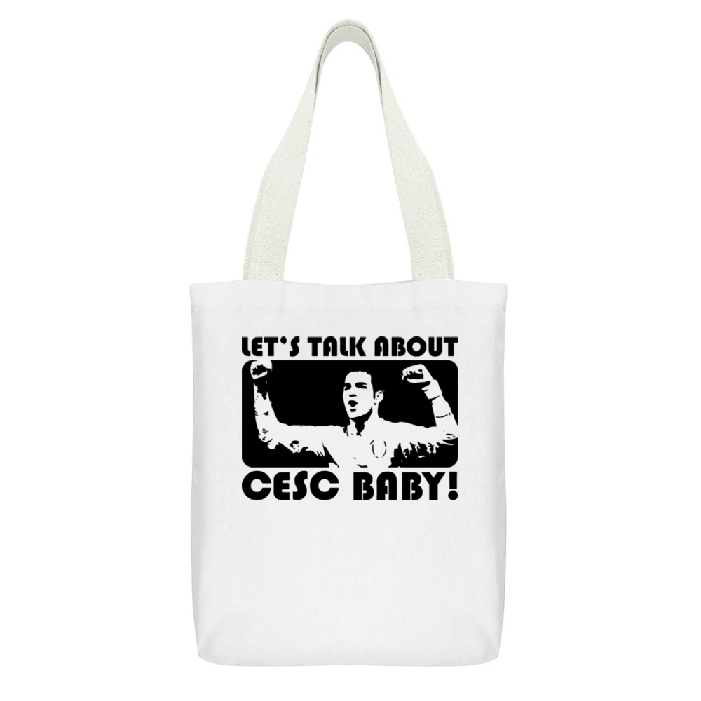 Lets Talk About Cesc Fabregas Soccer White Canvas Tote Shopping Bag With Interior Pocket