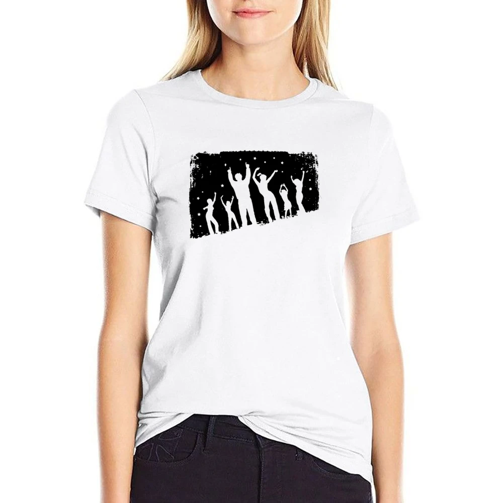Let's dance together dancier black silhouette US Size Women Ladies T-shirt