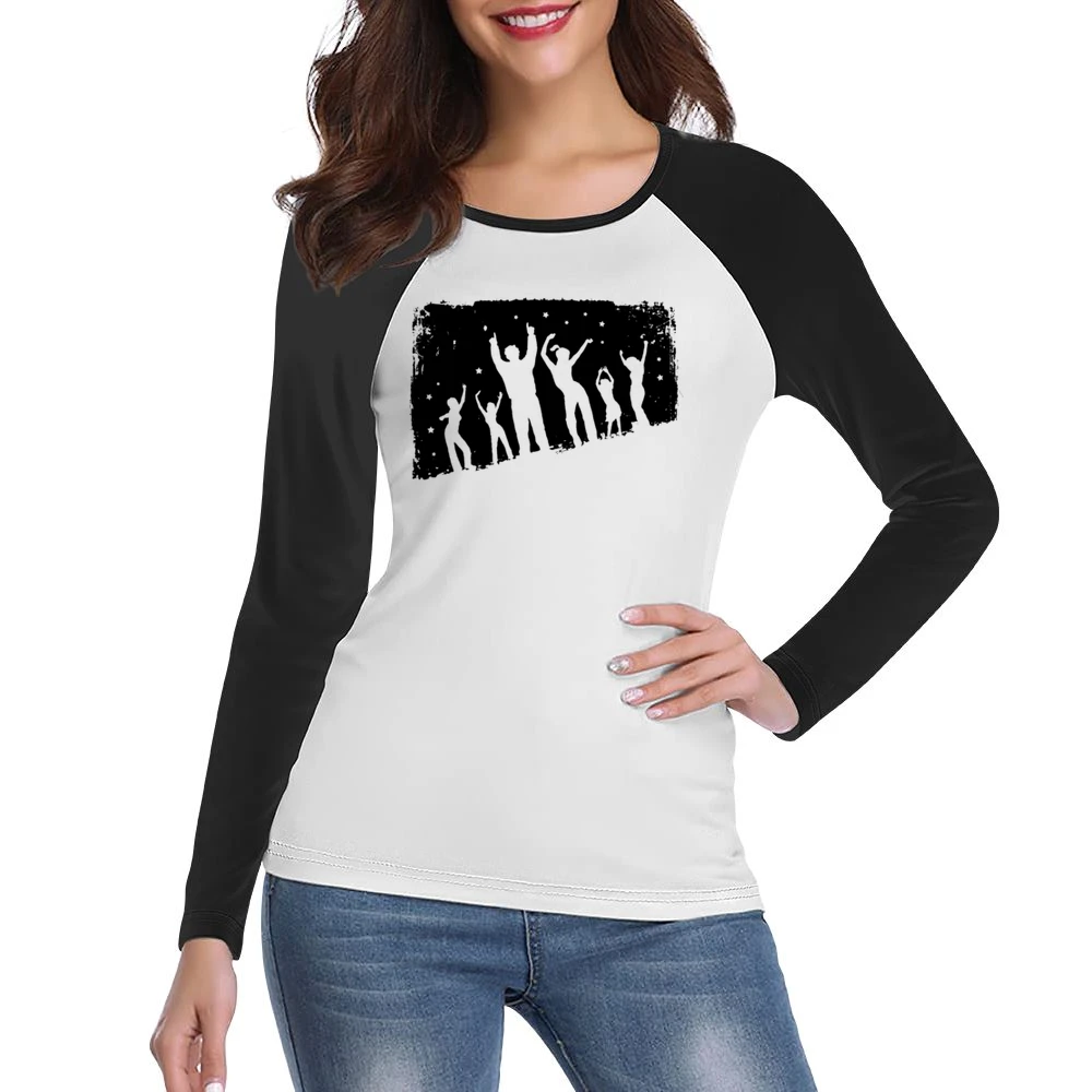 Let's dance together dancier black silhouette Women Ladies Long Sleeve T-Shirt