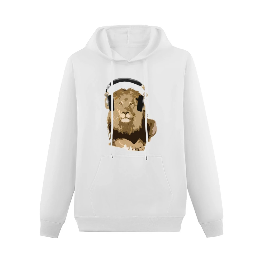 Lion King Wearing Headphones Music Lover Graphic Men Hoodie With Pocket
