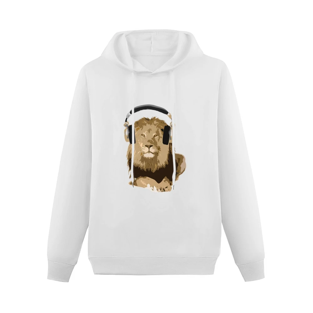 Lion King Wearing Headphones Music Lover Graphic Men Hoodie Without Pocket