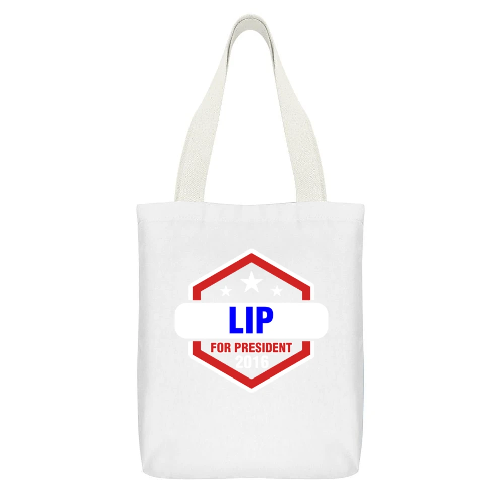 Lip For President 2016 Shameless TV Show White Canvas Tote Shopping Bag With Interior Pocket