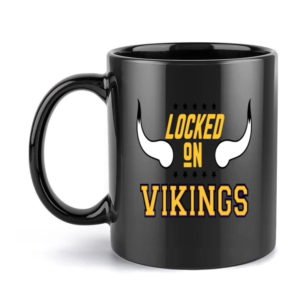 Locked On Vikings Football (all Styles And Colors Available) Black Mug