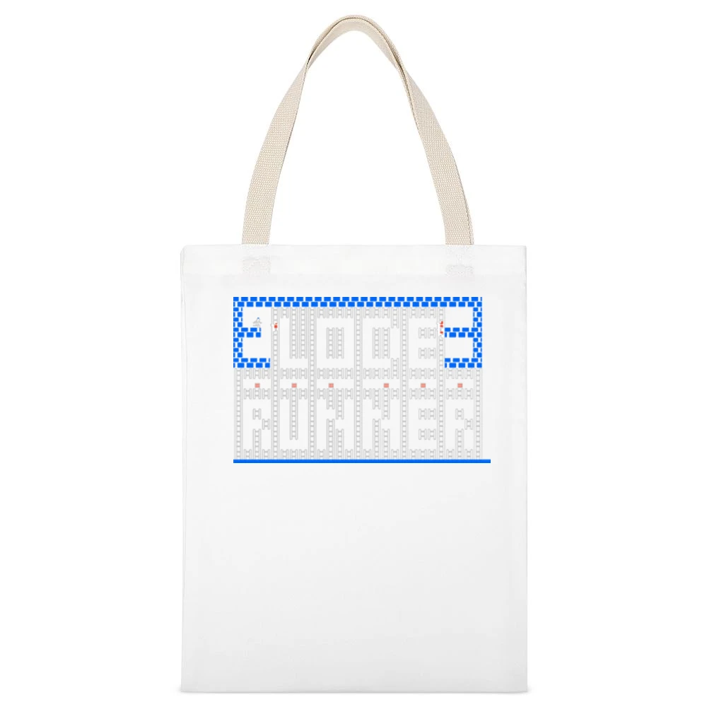 Lode Runner Video Game Retro 80s White Canvas Tote Shopping Bag