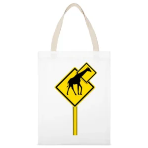 Long nech funny giraffes sign White Canvas Tote Shopping Bag