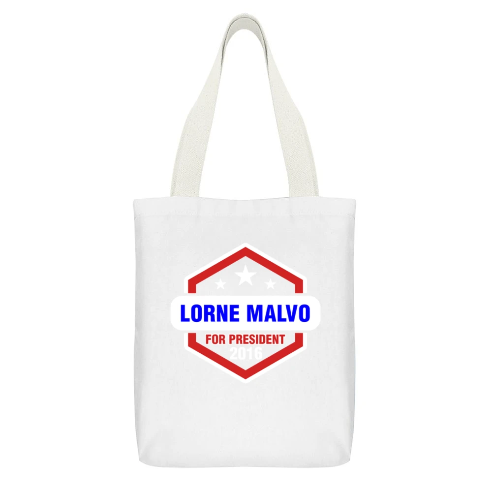 Lorne Malvo For President 2016 Fargo TV Show White Canvas Tote Shopping Bag With Interior Pocket