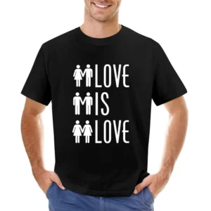 Love Is Love Men And Women Icons Straight Gay Lesbian LGBT Graphic Tee Asian Size Men T-Shirt