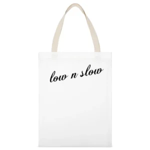 Low N Slow Custom Lowered Car JDM White Canvas Tote Shopping Bag