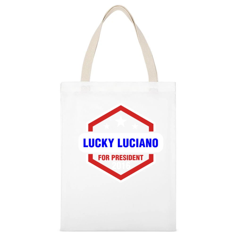 Lucky Luciano For President 2016 Boardwalk Empire TV Show White Canvas Tote Shopping Bag