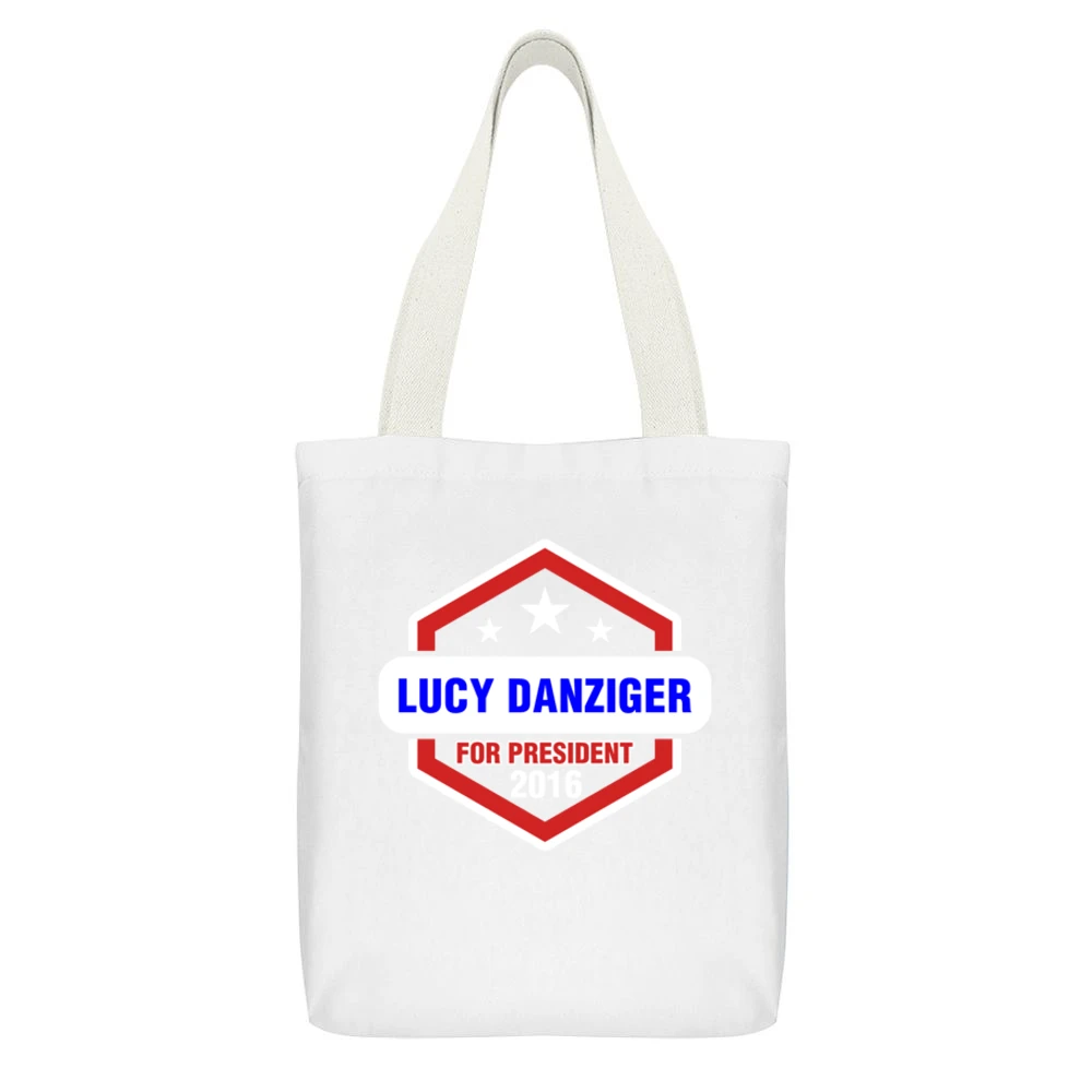 Lucy Danziger For President 2016 Boardwalk Empire TV Show White Canvas Tote Shopping Bag With Interior Pocket