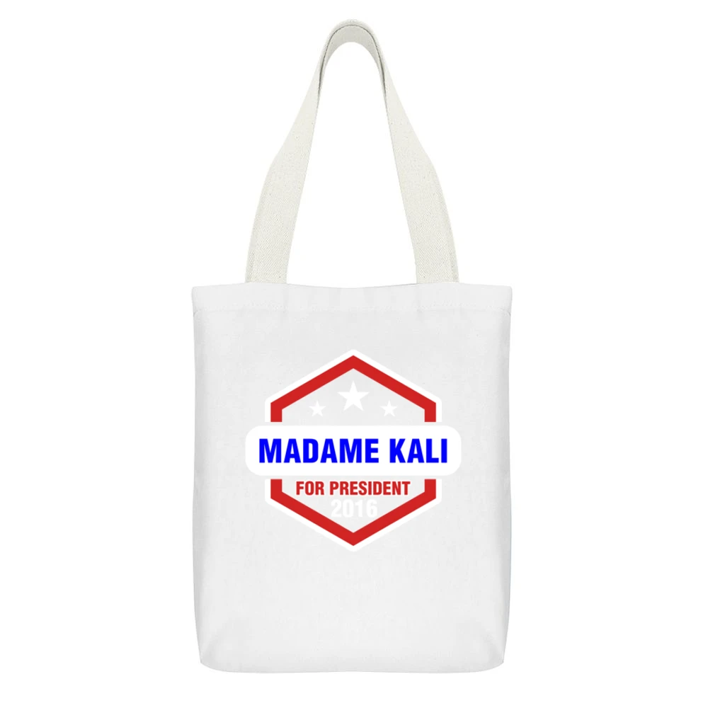 Madame Kali For President 2016 Penny Dreadful TV Show White Canvas Tote Shopping Bag With Interior Pocket