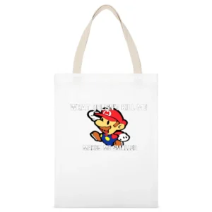 Makes Me Smaller White Canvas Tote Shopping Bag