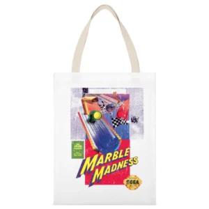 Marble Madness Sega Genesis Old School Retro Video Game Fan Distressed White Canvas Tote Shopping Bag
