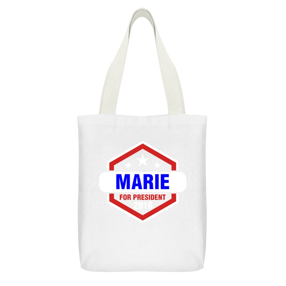 Marie For President 2016 The Red Road TV Show White Canvas Tote Shopping Bag With Interior Pocket