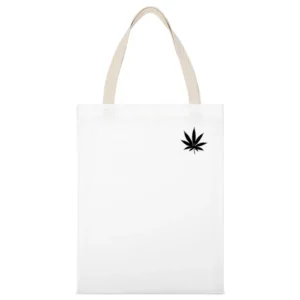 Marijuana Cannabis Leaf Fun Weed Simple Graphic White Canvas Tote Shopping Bag