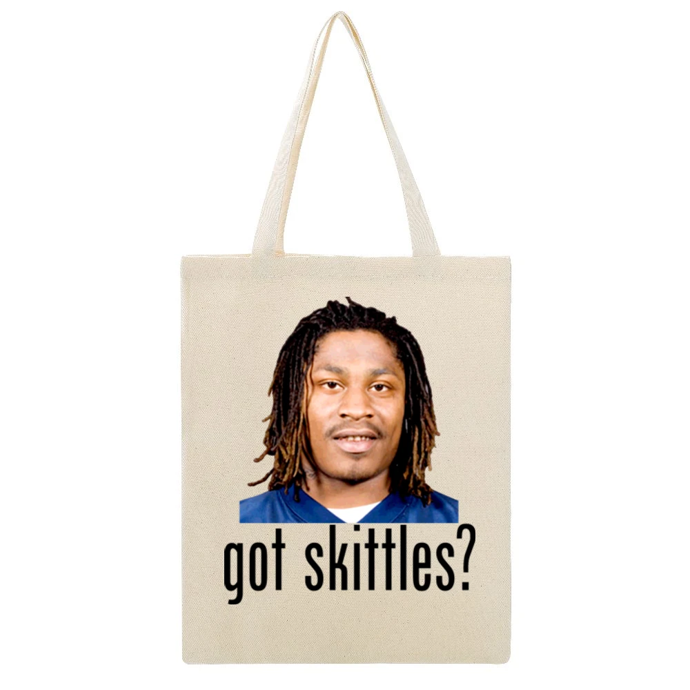 Marshawn Lynch Got Skittles Beige Canvas Tote Shopping Bag