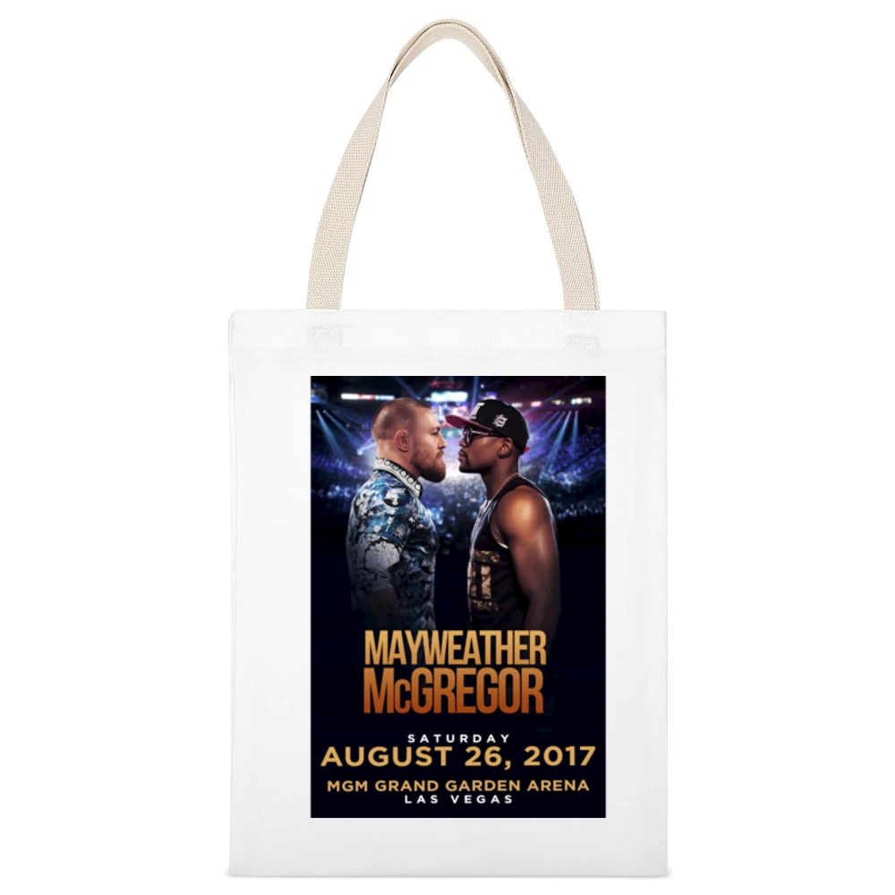 Mcgregor Mayweather Fight Promo Boxing White Canvas Tote Shopping Bag
