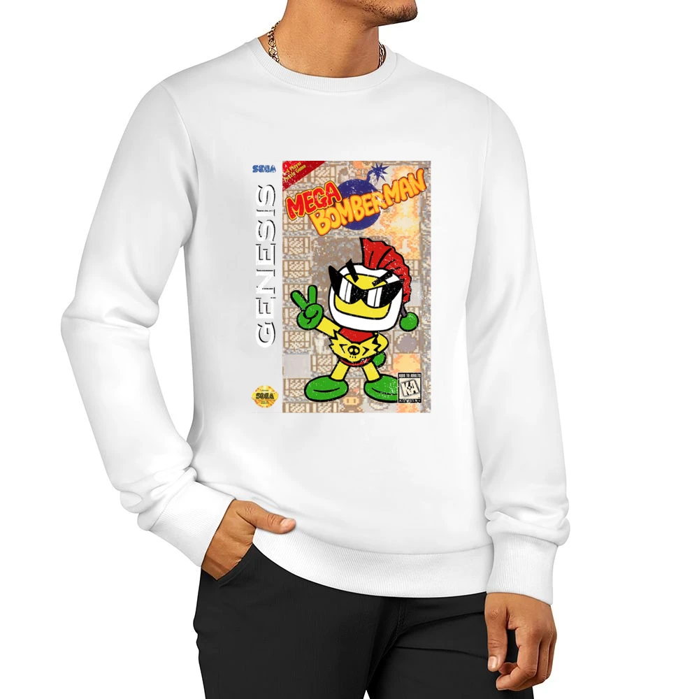 Mega Bomberman Sega Genesis Old School Retro Video Game Fan Distressed Men Pullover Sweatshirt
