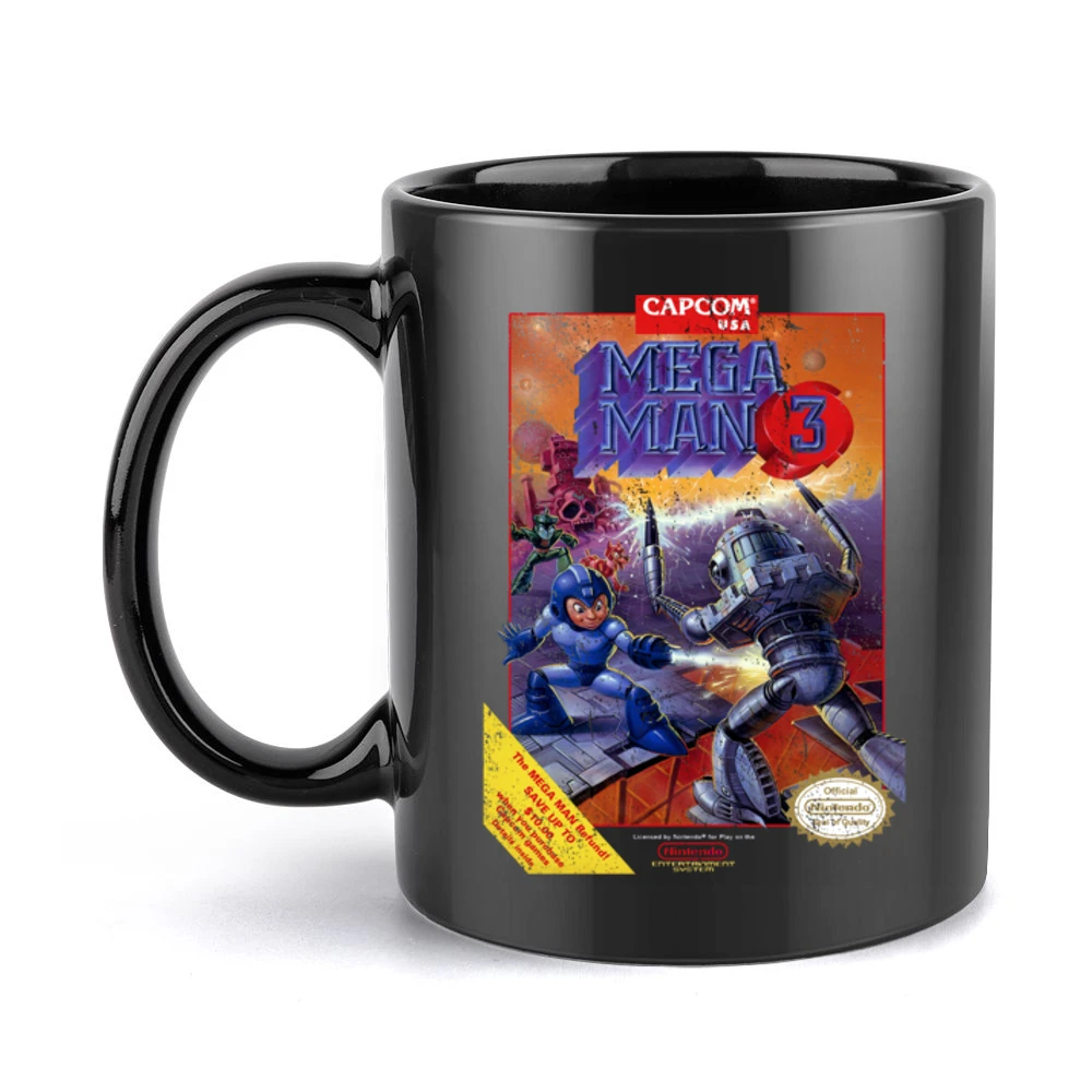 Mega Man 3 Nes Nintendo Old School Retro Video Game Fan Distressed T S Black Mug