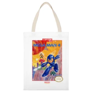 Mega Man 4 Nes Nintendo Old School Retro Video Game Fan Distressed T S White Canvas Tote Shopping Bag