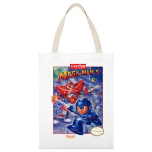Mega Man 5 Nes Nintendo Old School Retro Video Game Fan Distressed T S White Canvas Tote Shopping Bag