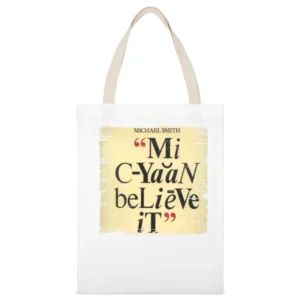 Michael Smith Mi Cyan Believe It Album Cover Distressed Image White Canvas Tote Shopping Bag