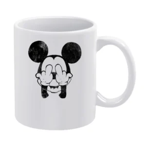 Mickey Mouse Middle Fingers Fun Graphic Tee Shirt White Mug