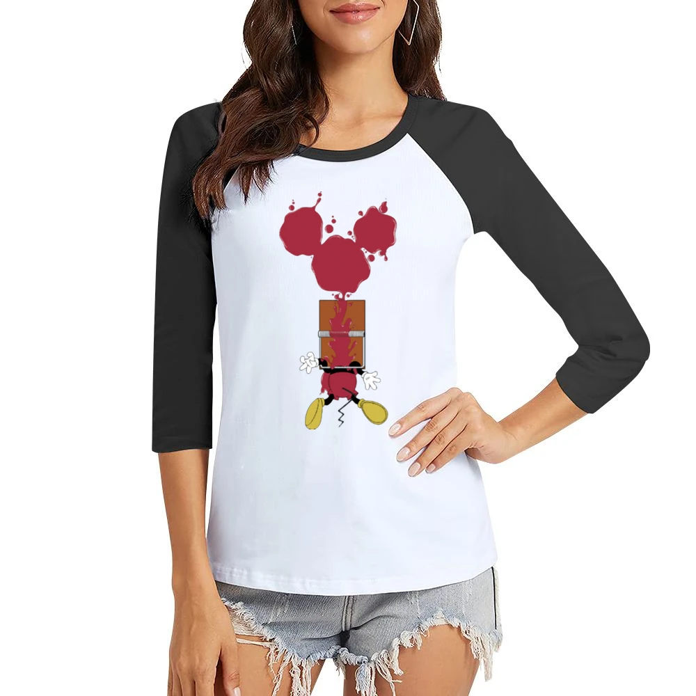 Mickey Mouse Trapped funny Women Ladies 3-4 Sleeve T-Shirt
