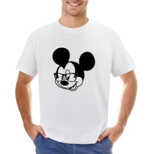 Mickey Nerd Glasses Wink Cute Mouse Geek Graphic Asian Size Men T-Shirt