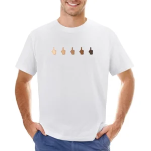 Middle Finger Emoji Fun Cell Phone Multi Race Graphic Tee Shirt Asian Size Men T-Shirt