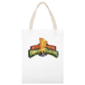 Mighty Morphin Power Rangers Fun Cool Vintage Retro Graphic Distressed White Canvas Tote Shopping Bag