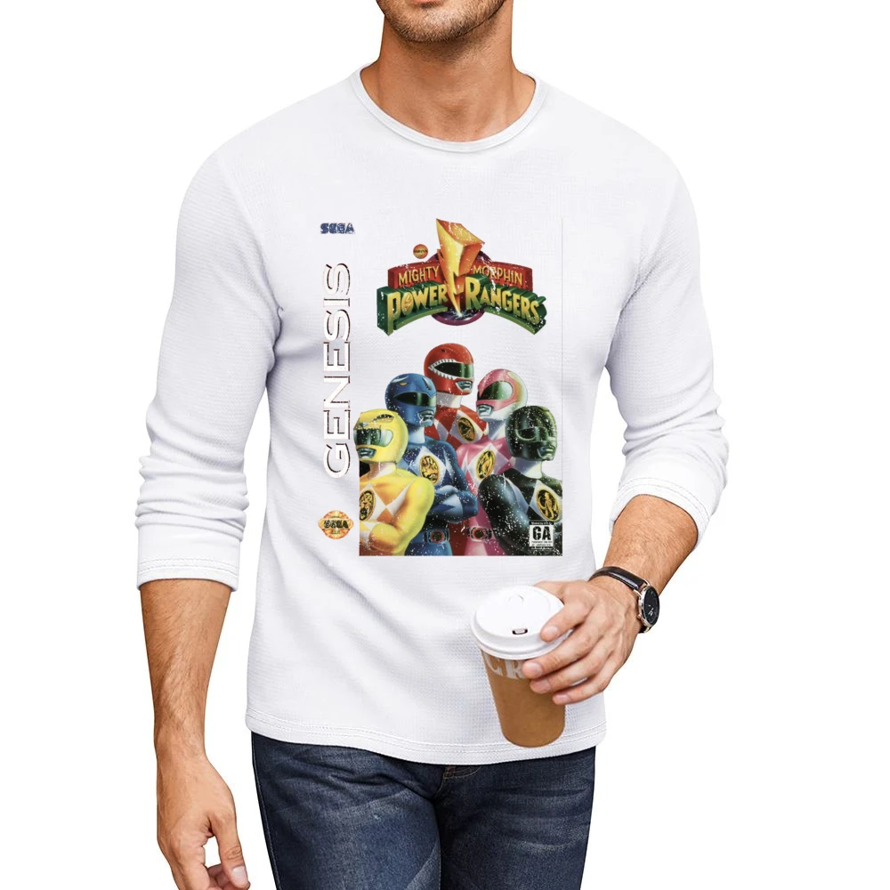 Mighty Morphin Power Rangers Sega Genesis Old School Retro Video Game Men CrewNeck Long Sleeve T-Shirt