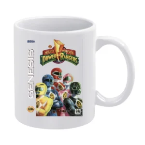 Mighty Morphin Power Rangers Sega Genesis Old School Retro Video Game White Mug