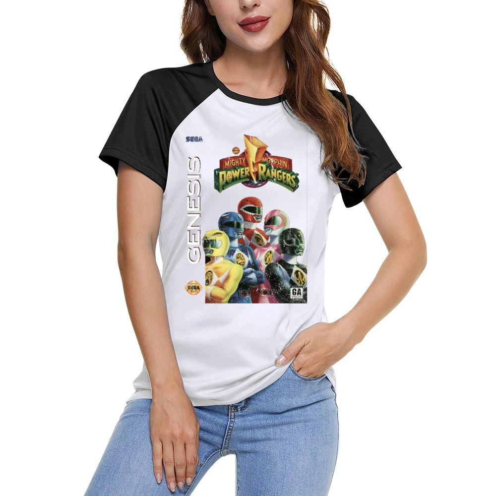 Mighty Morphin Power Rangers Sega Genesis Old School Retro Video Game Women Ladies Short Sleeve T-Shirt